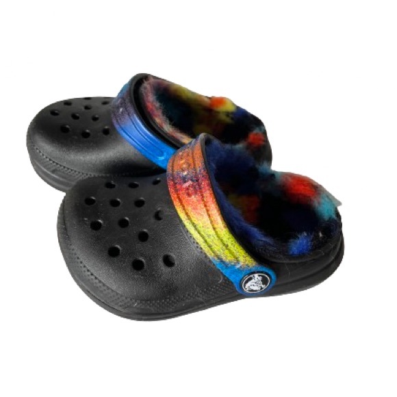 Rainbow Toddler Fuzzy Lined Crocs - Picture 3 of 6